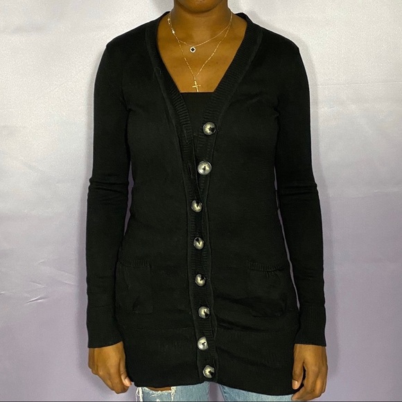 Isabella Rodriguez long black cardigan Small - Picture 2 of 4